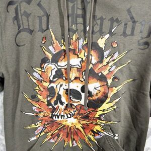 NWT Ed Hardy Exploding Skull Hoodie Mens Medium